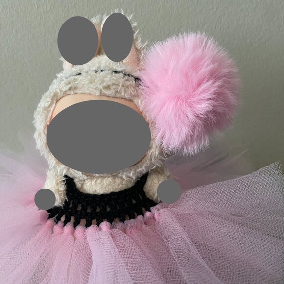 Handmade Crochet Black Pink Ballerina Princess Tutu for 17cm Doll 2-Piece Set - Picture 5 of 7